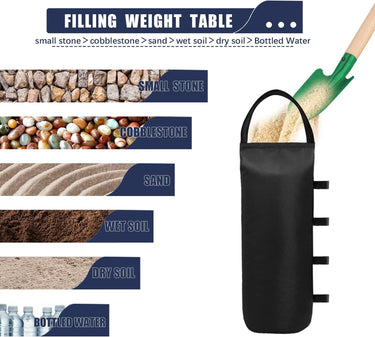 Sandbag set shown unfilled, ready to weight a ReFrame outdoor display base